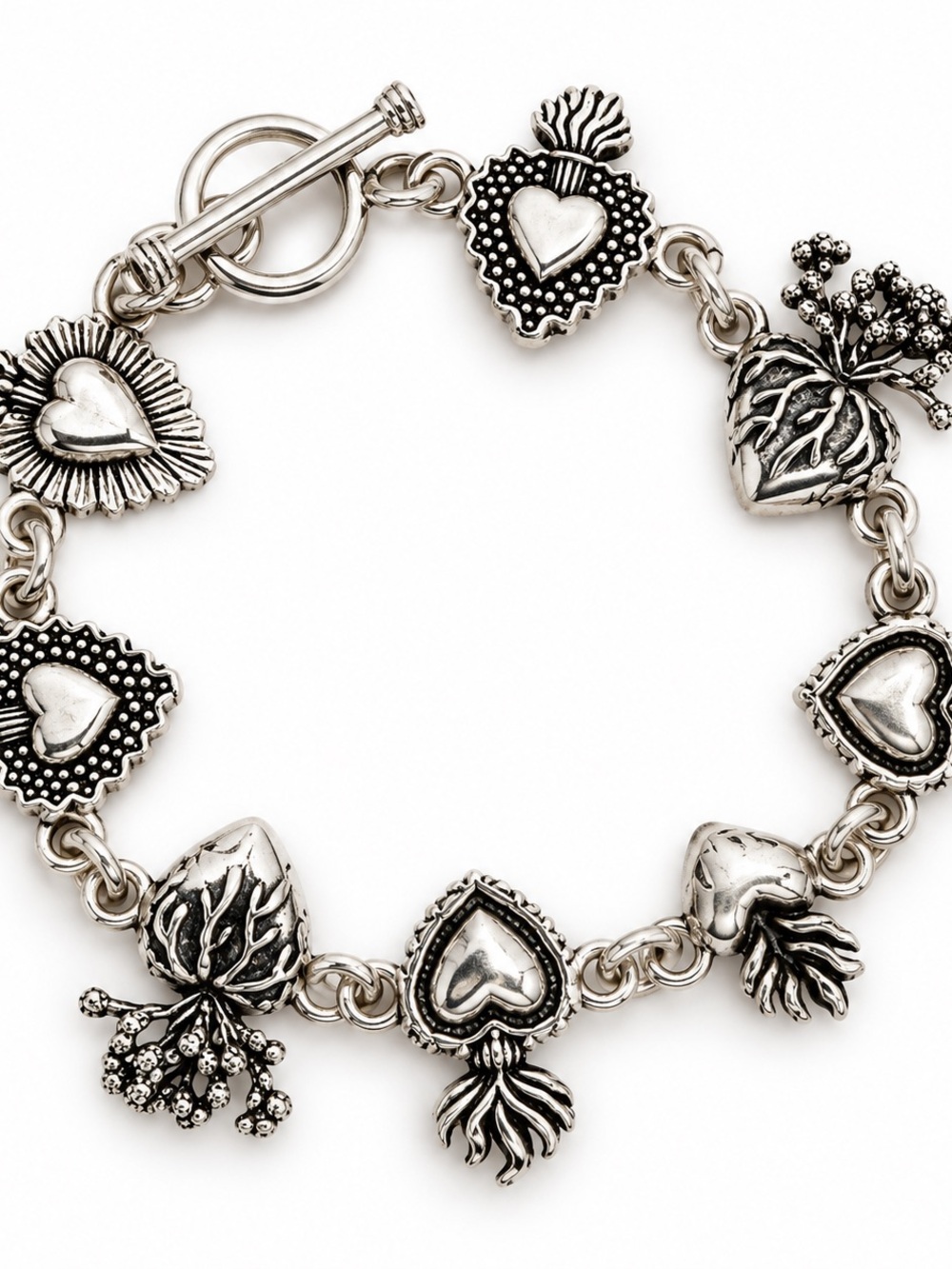 Sterling Silver Heart Charm Bracelet - Women Jewelry